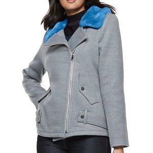 NINE WEST Oversized Belted Moto Coat